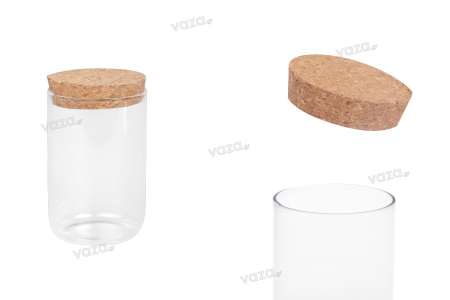 Βάζο γυάλινο 200 ml με φελλό για κεριά