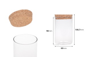 Pot en verre de 200ml avec bouchon pour bougies-bildabmessungen