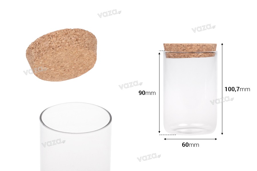 Βάζο γυάλινο 200 ml με φελλό για κεριά