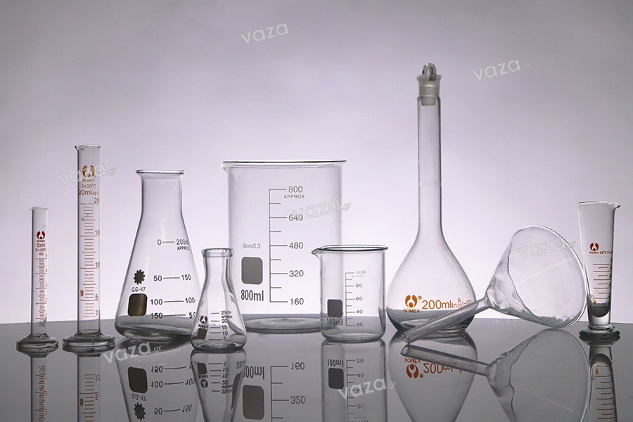 Γυάλινη κωνική φιάλη (Erlenmeyer) 150 ml με ενδείξεις ογκομέτρησης
