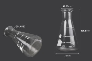 Flacon conique en verre (Erlenmeyer) de 200 ml avec indications volumétriques-photo_dimensions