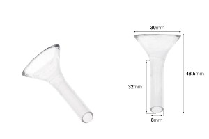 Entonnoir en verre de diamètre 30 mm (extrémité 8 mm)-εικόνα_διαστάσεις