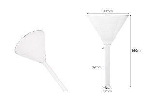 Entonnoir en verre de diamètre 90 mm (extrémité 8 mm)-εικόνα_διαστάσεις