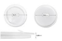 Film plastique (PE) blanc hauteur 3,43 mm - diamètre 44,3 mm (petit : 39,60 mm) - 12 pièces