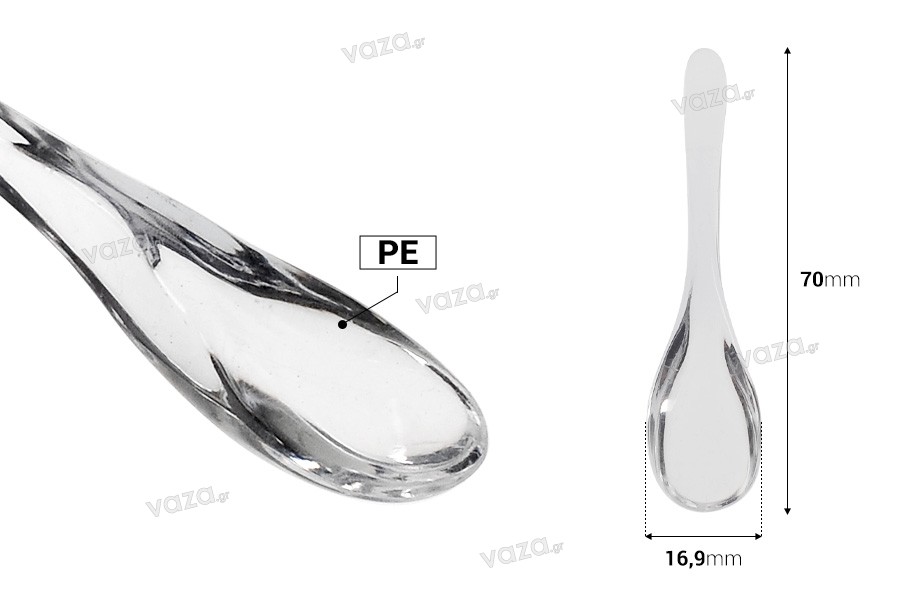 Spatule pour plastique crème (PE) transparent 70 mm - 12 pcs