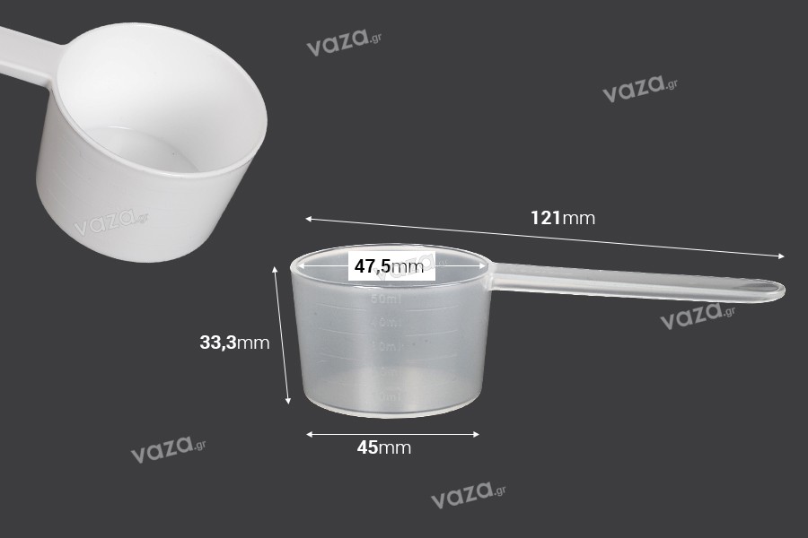 Μεζούρα μέτρησης 50 ml πλαστική (PE) με διαβάθμιση - 6 τμχ