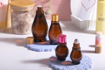 Glass Bottle for essential oils - amber - 10 ml - in a special shape with mouth PP18 Glass Bottle for essential oils - amber - 10 ml - in a special shape with mouth PP18