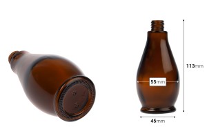Flacon en verre pour huiles essentielles de 100 ml de couleur caramel (PP18)-εικόνα_διαστάσεις