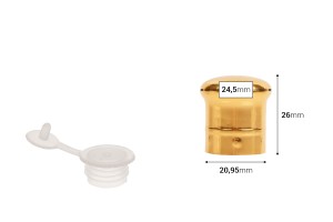 Καπάκι PP18 πλαστικό με επικάλυψη αλουμινίου χρυσό γυαλιστερό με διάφανη τάπα-εικόνα_διαστάσεις