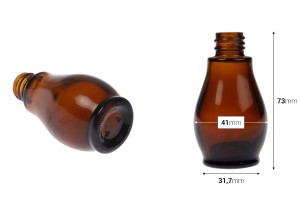 Flacon en verre pour huiles essentielles de 30 ml de couleur caramel (PP18)-εικόνα_διαστάσεις