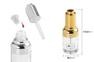 Kosmetikflasche 30ml aus Glas mit Pipette, Abfluss und Knopfdeckel-bildabmessungen