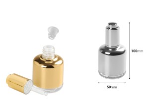 Kosmetikflasche 50ml aus Glas mit Pipette, Abfluss und Knopfdeckel-2