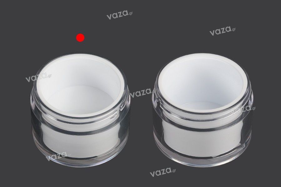 Double-sided cream jar 30 ml with lid and plastic seal - 6 pcs