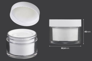 Pot de crème double face 50 ml avec couvercle et joint plastique-εικόνα_διαστάσεις