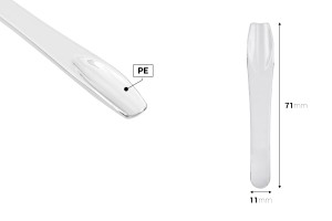 Spatola per crema in plastica (PE) bianca 71x11 mm -  24 pezzi.-εικόνα_διαστάσεις