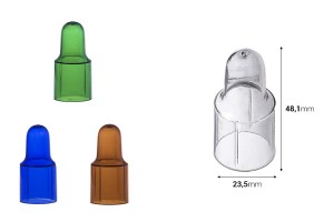 Tappo/coperchio per la pipetta in plastica in 4 colori: marrone, blu, verde e trasparente (per contagocce con tappo in alluminio)-imazh_dimensione