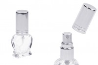 4ml heart shaped glass bottle with spray and silver lid