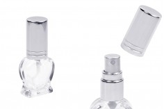 4ml heart shaped glass bottle with spray and silver lid