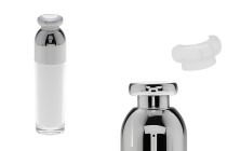 Μπουκαλάκι πολυτελείας 100 ml ακρυλικό (διάφανο εξωτερικά και λευκό εσωτερικά) με αντλία κρέμας και προστατευτικό καπάκι-εικόνα_προϊοντική