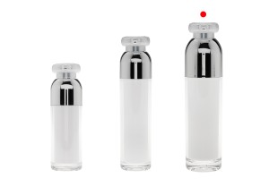 Μπουκαλάκι πολυτελείας 100 ml ακρυλικό (διάφανο εξωτερικά και λευκό εσωτερικά) με αντλία κρέμας και προστατευτικό καπάκι-εικόνα_σύνθεση