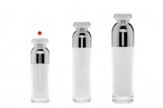 Μπουκαλάκι πολυτελείας 30 ml airless ακρυλικό (διάφανο εξωτερικά και λευκό εσωτερικά) με αντλία κρέμας και προστατευτικό καπάκι