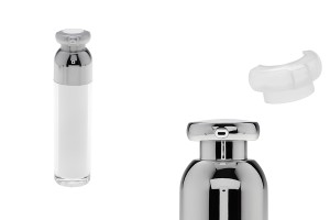 Flacon de luxe en acrylique airless de 50 ml (extérieur transparent et intérieur blanc) avec pompe à crème et capuchon de protection-εικόνα_προϊοντική