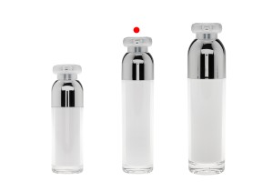 Flacon de luxe en acrylique airless de 50 ml (extérieur transparent et intérieur blanc) avec pompe à crème et capuchon de protection-εικόνα_σύνθεση