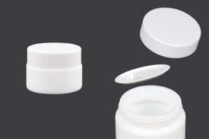 Glastiegel 30ml weiß mit Deckel, liner und Abdichtscheibe