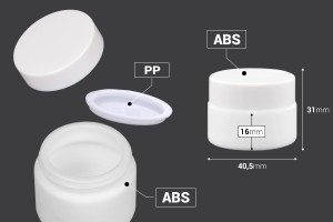 Pot pour crème en verre de 15ml, blanc avec couvercle, doublure et joint en plastique-2
