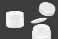 30ml white glass jar for creams with cap, liner and plastic sealing disc.