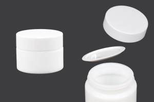 Glastiegel 30ml weiß mit Deckel, liner und Abdichtscheibe