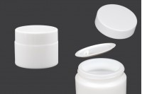 50ml white glass jar for creams with cap, liner and plastic sealing disc.