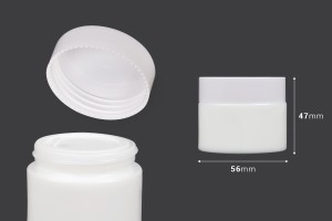 Pot à crème en verre de 50 ml, blanc avec couvercle, doublure et joint en plastique-2