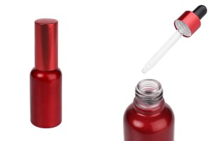 Flasche 30ml Glas in rot mit Tropfer und Deckel
