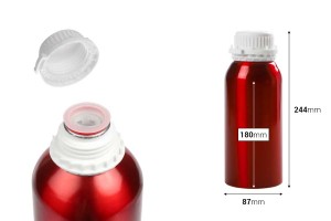 1000ml Aluminiumflasche mit Verschluss und Deckel zur Aufbewahrung von Essenz-, Parfüm- und Alkohollösung-εικόνα_διαστάσεις