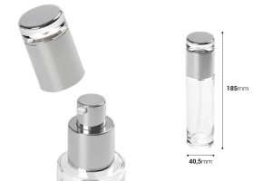 Flasche 100ml transparent mit silberner Pumpe und Deckel-εικόνα_διαστάσεις