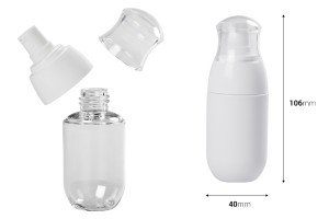 Bottiglietta PET da 50 ml con pompetta bianca e tappo trasparente.-εικόνα_διαστάσεις