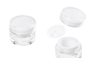 Petit pot rond de luxe de 10ml en acrylique avec joint intérieur sur le couvercle et plastique sur le pot - 12 pcs-1