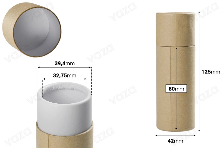 Schachtel zylindrisch aus Kraftpapier 42x125mm für Flaschen- 12 Stücke Schachtel zylindrisch aus Kraftpapier 42x125mm für Flaschen- 12 Stücke-bildabmessungen