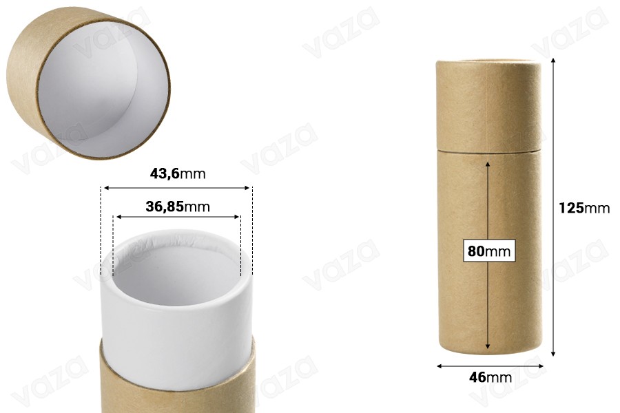 Schachtel zylindrisch aus Kraftpapier 46x125mm für Flaschen- 12 Stücke Schachtel zylindrisch aus Kraftpapier 46x125mm für Flaschen- 12 Stücke-εικόνα_διαστάσεις
