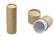 Brown kraft paper tube box (white inside) in size 46x134 mm for vials and bottles - 12 pcs