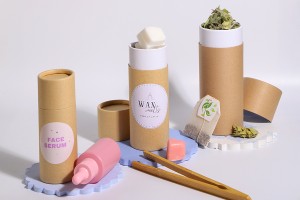 Petite boîte cylindrique en kraft de couleur marron (intérieur blanc) 46 x 125 mm pour flacons - 12 pcs-εικόνα_σύνθεση