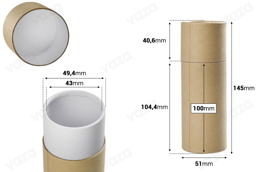 Schachtel zylindrisch aus Kraftpapier 51x145mm für Flaschen- 12 Stücke Schachtel zylindrisch aus Kraftpapier 51x145mm für Flaschen- 12 Stücke-bildabmessungen