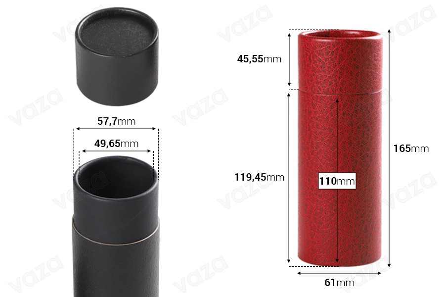 Box (innen schwarz) zylindrisch 61x165mm für Flaschen - 12 Stk Box (innen schwarz) zylindrisch 61x165mm für Flaschen - 12 Stk-bildabmessungen
