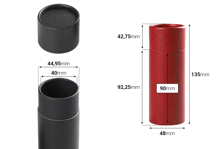 Boîte cylindrique (intérieur noir) 48 x 135 mm pour flacons - 12 pcs Boîte cylindrique (intérieur noir) 48 x 135 mm pour flacons - 12 pcs