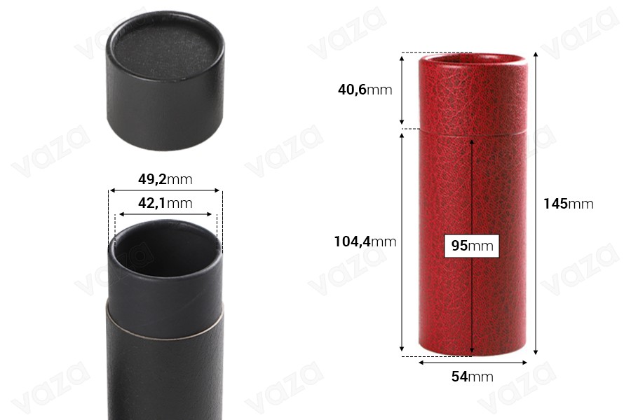 Zylinderbox (innen schwarz) 54x145mm für Flaschen - 12 Stk Zylinderbox (innen schwarz) 54x145mm für Flaschen - 12 Stk-bildabmessungen