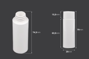 Weiße Ersatzflasche mit weißem Deckel für Code 1016-4-15-εικόνα_διαστάσεις