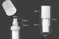 Shishe airless 15 ml e rimbushshme për krem, plastike me mbulesë akrilike të jashtme-imazh_dimensione