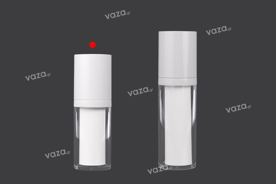 Μπουκάλι airless 15 ml επαναγεμιζόμενο για κρέμα πλαστικό με εξωτερική ακρυλική θήκη
