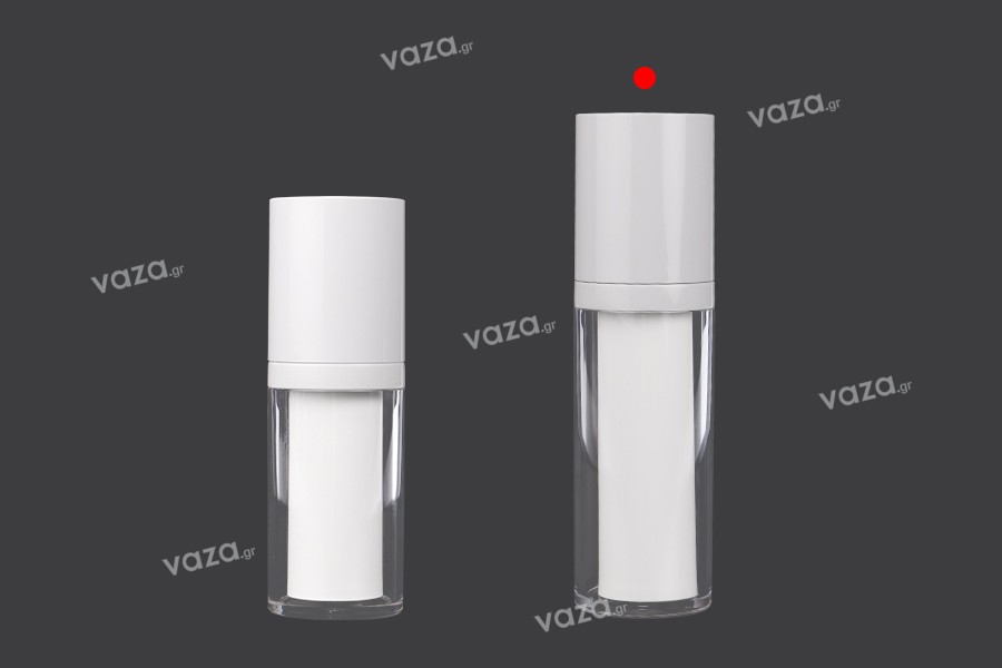 Flacon rechargeable airless en plastique de 30 ml pour crème avec étui extérieur en acrylique